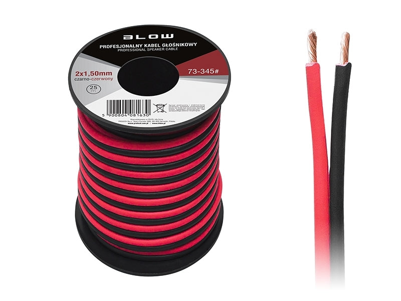 2 x 1.50 mm zwart/rood op rol 25 meter 2-aderige kabel voor ledstrips 2 x 1.50 mm zwart/rood op rol 25 meter 2-aderige kabel voor ledstrips
